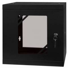 Rack Cabinet 10" 6U, 300mm, Glass Door, Black