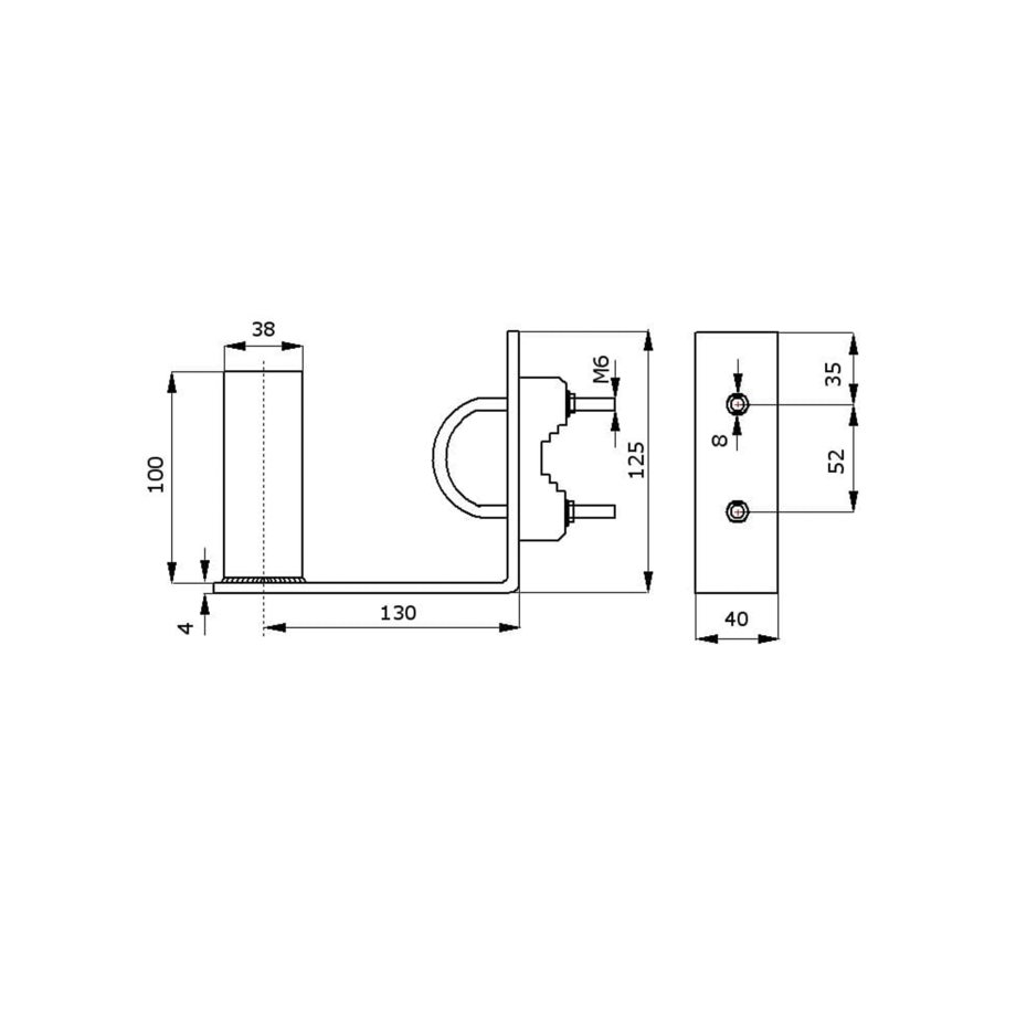 Mini Pipe Mount Bracket Ø38mm L110