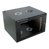 Rack Cabinet 19" 6U, 350mm, Black, Glass Door