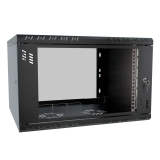 Rack Cabinet 19" 6U, 350mm, Black, Glass Door