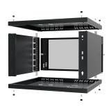 Rack Cabinet 19" 6U, 350mm, Black, Glass Door