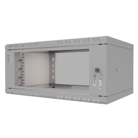 Rack Cabinet 19" 4U, 350mm, Gray, Glass Door