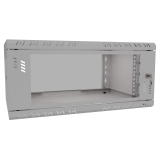 Rack Cabinet 19" 4U, 350mm, Gray, Glass Door