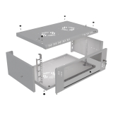 Rack Cabinet 19" 4U, 350mm, Gray, Glass Door