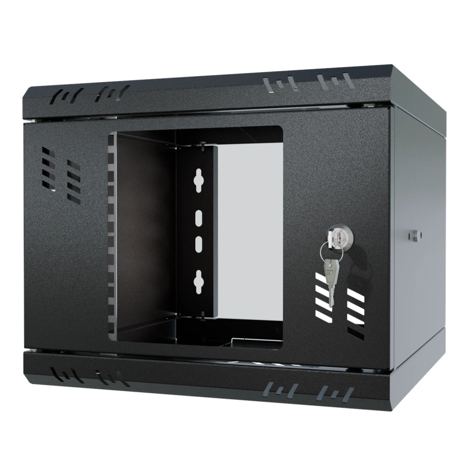 Rack Cabinet 10" 4U, 300mm, Black, Glass Door