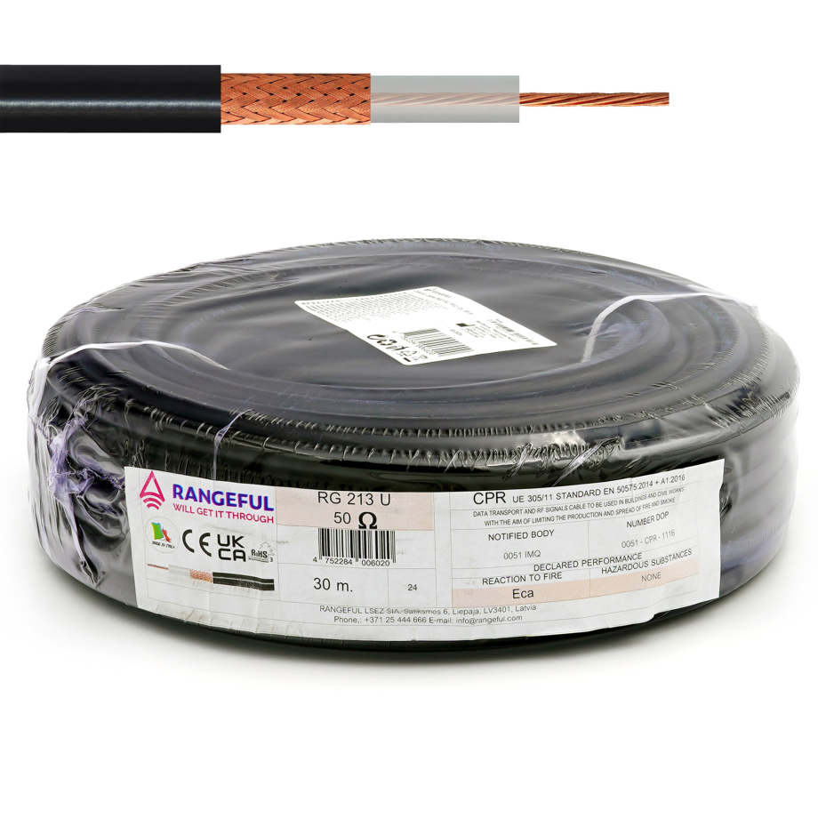 RG213U 30m (98ft) All-copper RF Coaxial Cable 50 Ohm