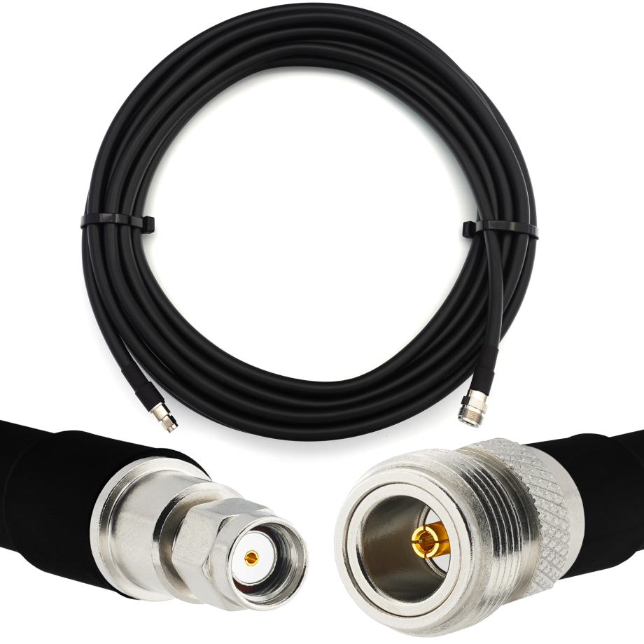 RP-SMA Male to N Female 1m Flexible Coaxial Cable — LMR400 UF UltraFlex equivalent