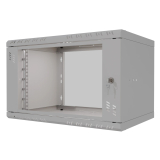 Rack Cabinet 19" 6U, 350mm, Glass Door, Gray