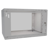 Rack Cabinet 19" 6U, 350mm, Glass Door, Gray