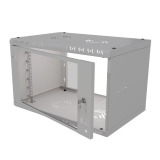 Rack Cabinet 19" 6U, 350mm, Glass Door, Gray