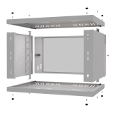 Rack Cabinet 19" 6U, 350mm, Glass Door, Gray