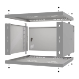 Rack Cabinet 19" 6U, 450mm, Full Door, Gray