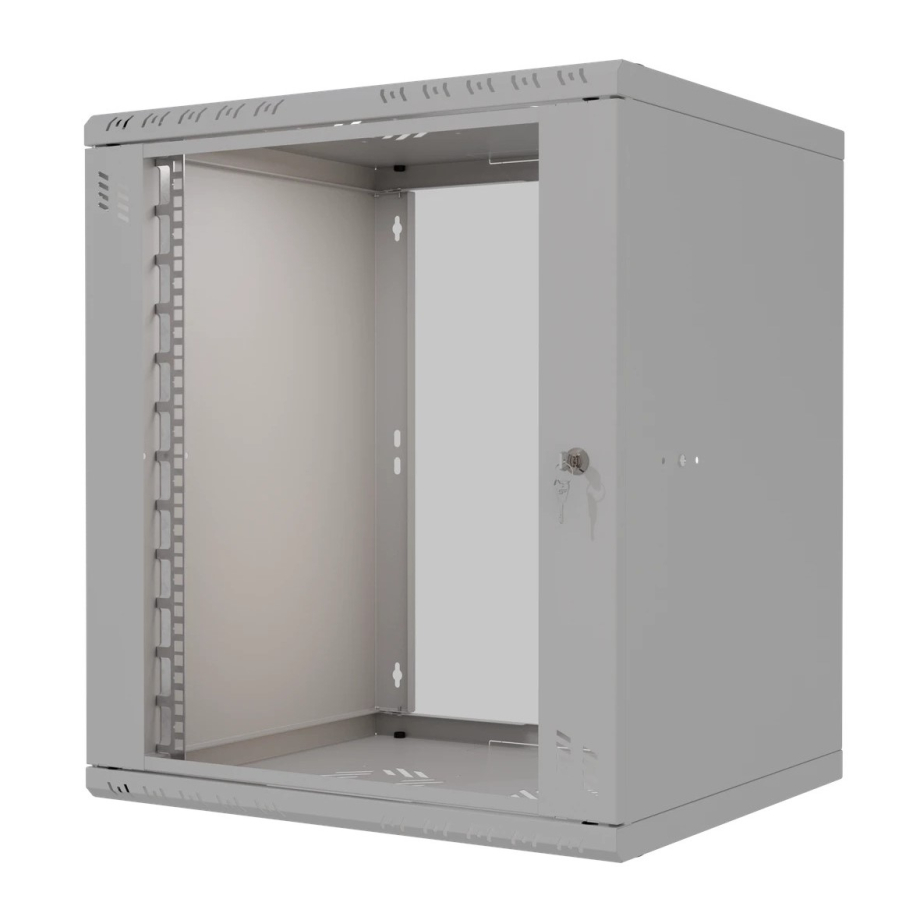 Rack Cabinet 19" 12U, 450mm, Glass Door, Gray