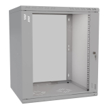 Rack Cabinet 19" 12U, 450mm, Glass Door, Gray