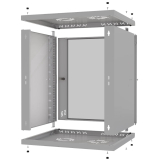 Rack Cabinet 19" 12U, 450mm, Glass Door, Gray