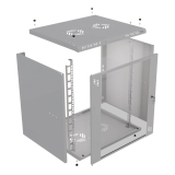 Rack Cabinet 19" 12U, 450mm, Glass Door, Gray