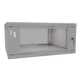 Rack Cabinet 19" 4U, 450mm, Glass Door, Gray