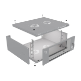 Rack Cabinet 19" 4U, 450mm, Glass Door, Gray