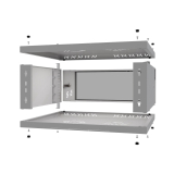 Rack Cabinet 19" 4U, 450mm, Glass Door, Gray