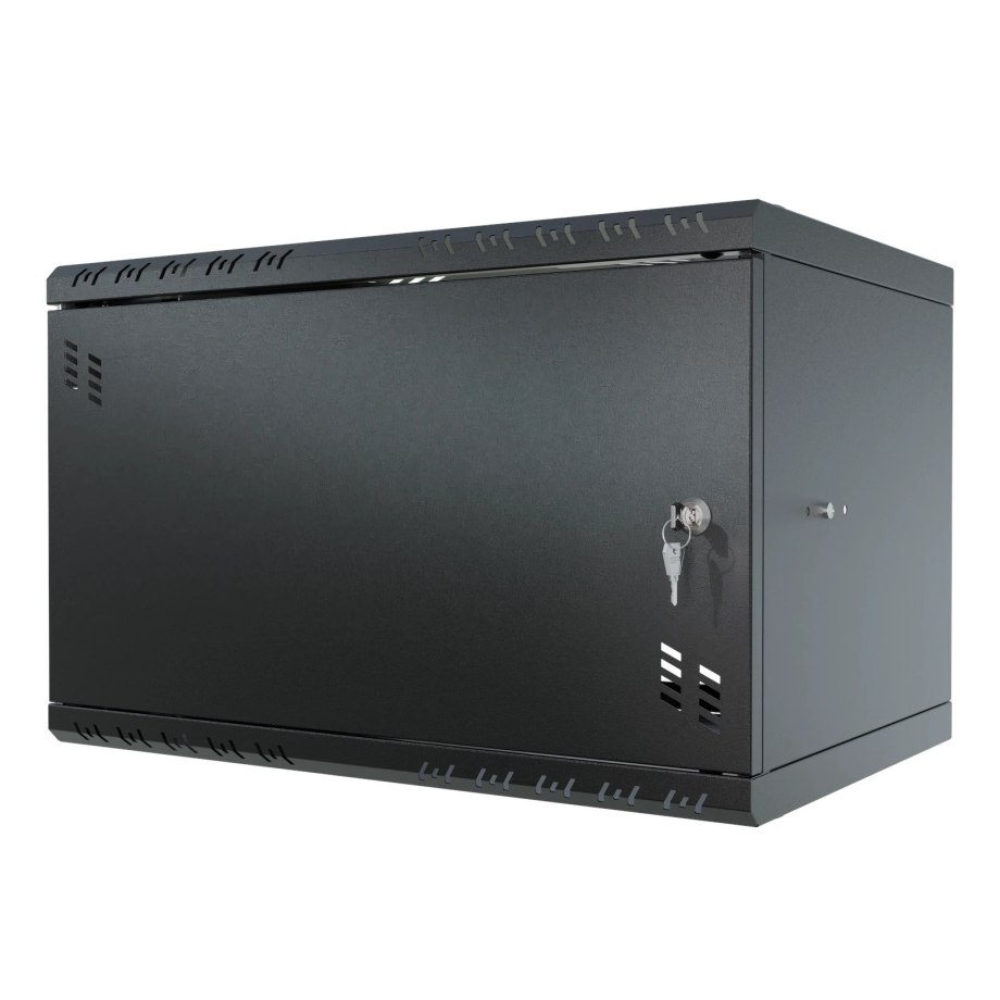 Rack Cabinet 19" 6U, 350mm, Full Door, Black