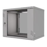 Rack Cabinet 19" 9U, 450mm, Glass Door, Gray