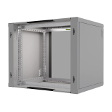 Rack Cabinet 19" 9U, 450mm, Glass Door, Gray