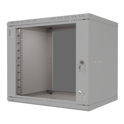 Rack Cabinet 19" 9U, 450mm, Glass Door, Grey