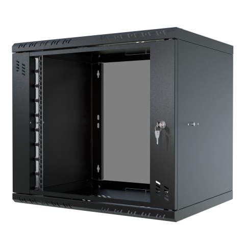 Rack Cabinet 19" 9U, 600mm, Glass Door, Black
